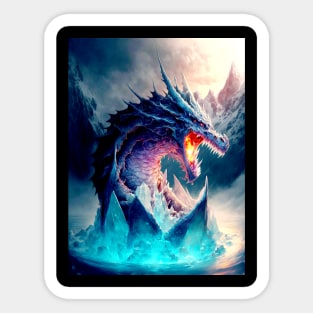 Dragon In A Ice Volcano Sticker